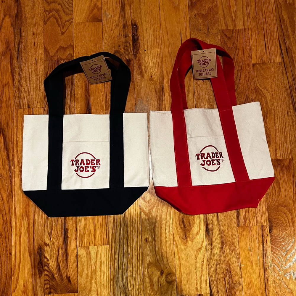 Trader Joe's Mini Tote blue and red